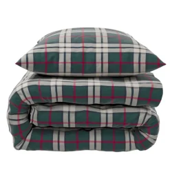 Parure de lit flanelle à carreaux vert Terre de Nuit Noël