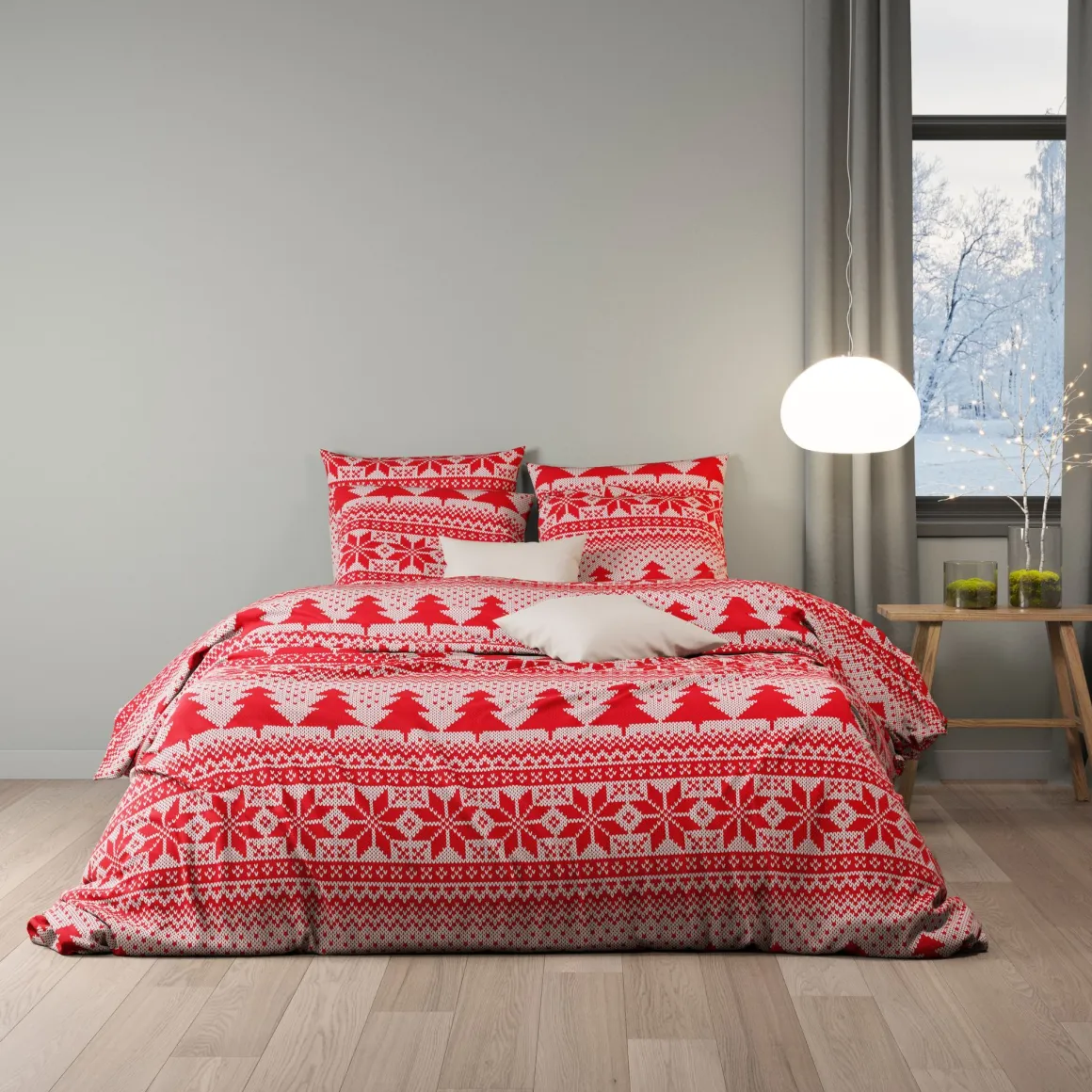 Parure de lit flanelle pin