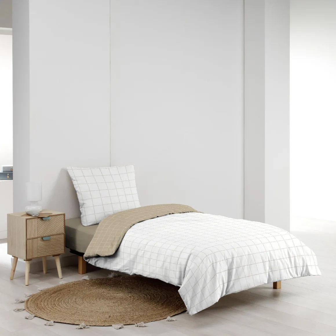 Parure de lit réversible coton carreaux Douceur d'Intérieur Cadria