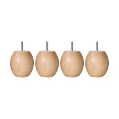 4 pieds boules bois vernis naturel