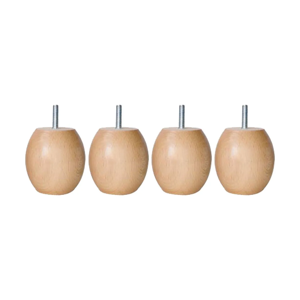 4 pieds boules bois vernis naturel