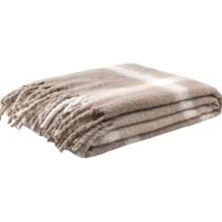 Plaid à carreaux taupe