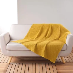 Plaid gaufrette en coton uni 125x150 cm