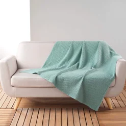 Plaid gaufrette en coton uni 125x150 cm