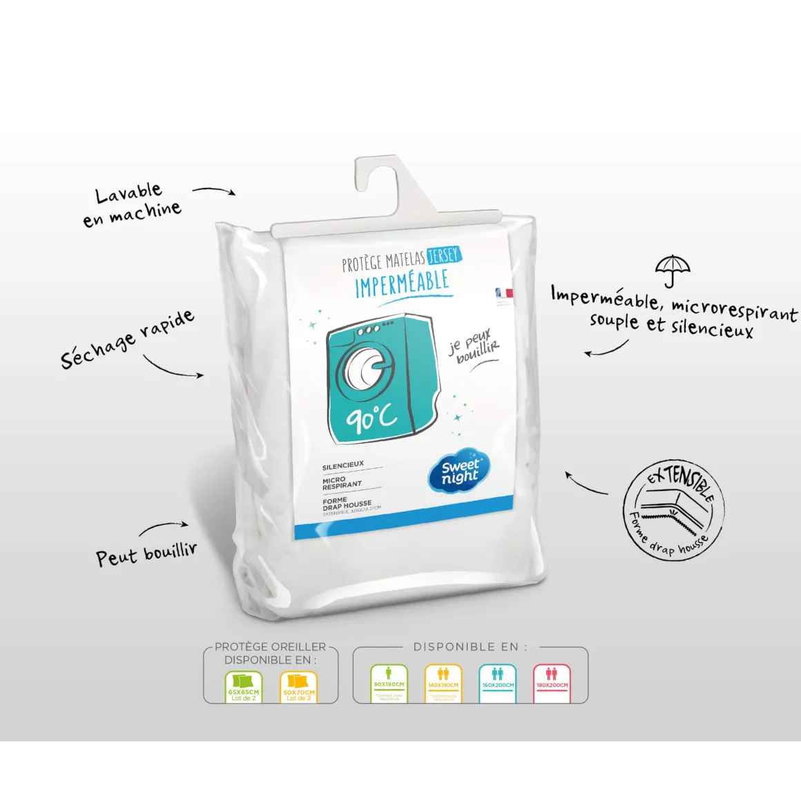 Protège matelas alèse imperméable micro-respirante souple silencieuse