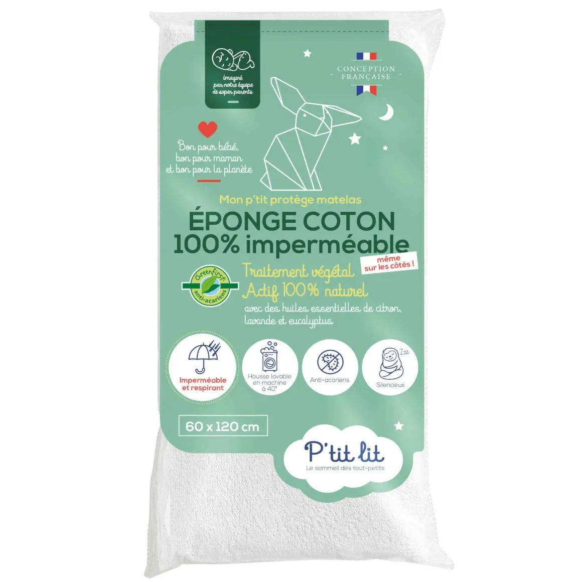 Protège matelas bébé éponge coton 100% imperméable et anti-acariens