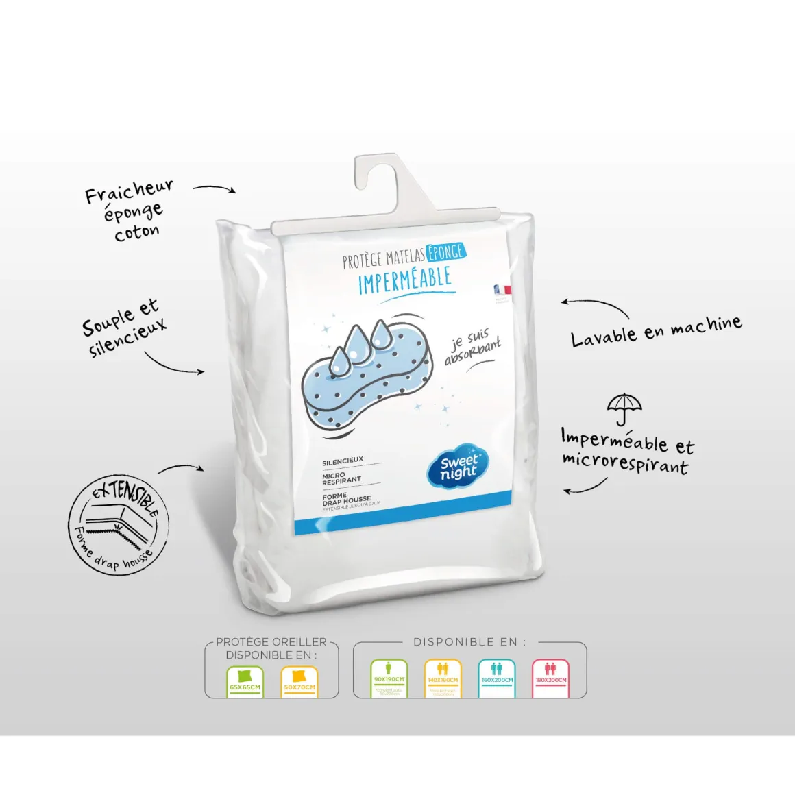 Protège matelas bouclette coton imperméable absorbant respirant et silencieux