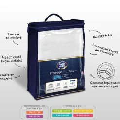 Protège-matelas tissu Coolmax® extensible anti-transpirant et respirant qualité hôtellerie de luxe