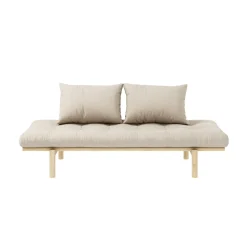 Sofa PACE en pin massif naturel matelas 75x200 + coussins 40x60 inclus