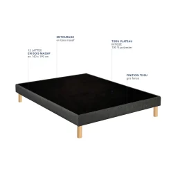Sommier déco tapissier Unic gris - Bultex