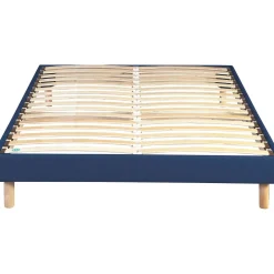 Sommier kit déco à lattes en bois massif bleu jean - Merinos