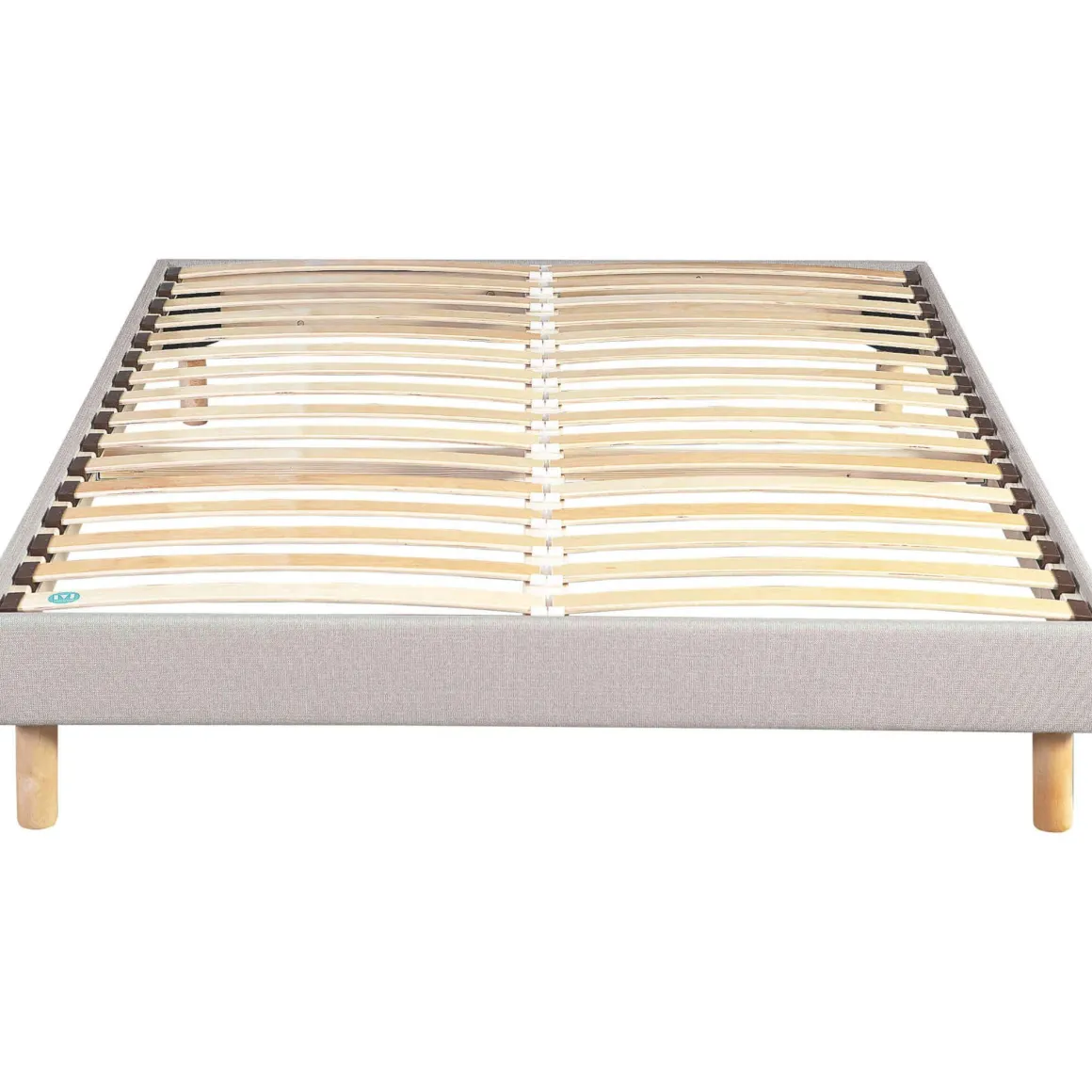 Sommier kit déco à lattes en bois massif gris chiné - Merinos