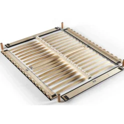 Sommier kit déco à lattes en bois massif gris chiné - Merinos