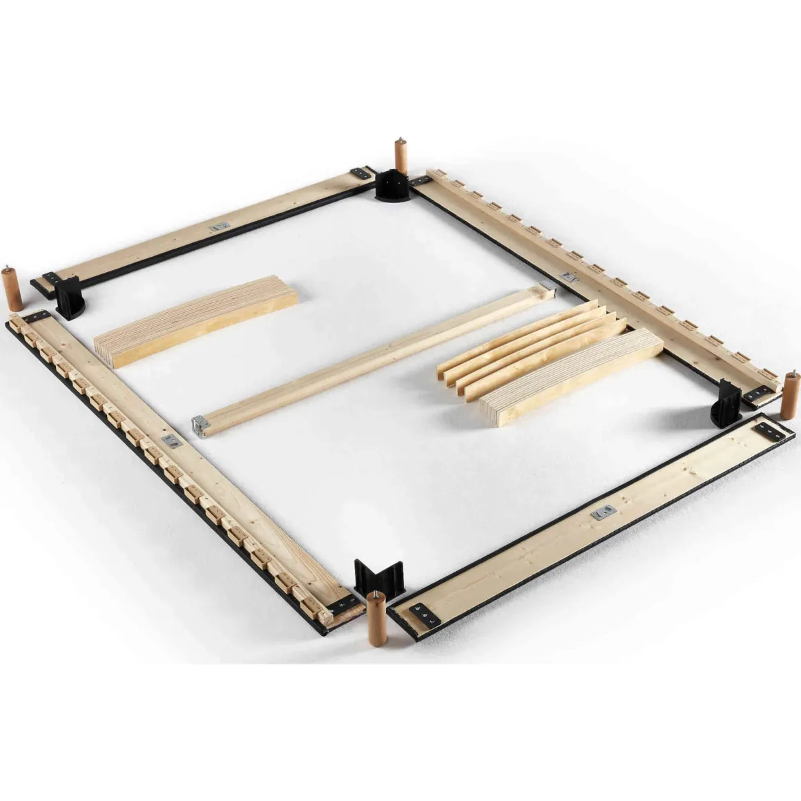 Sommier kit déco à lattes en bois massif gris chiné - Merinos