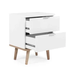 Table de chevet 2 tiroirs blanc - CH7781