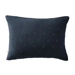 Taie d'oreiller brodée double gaze de coton