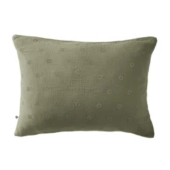 Taie d'oreiller brodée double gaze de coton