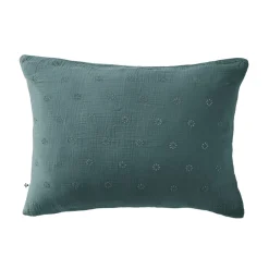 Taie d'oreiller brodée double gaze de coton