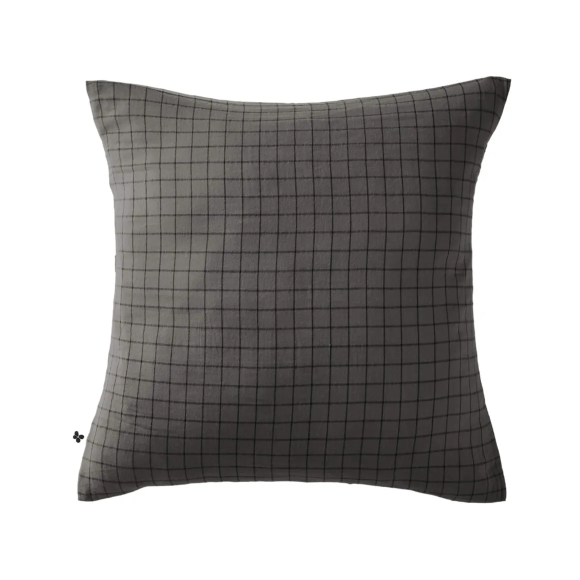 Taie d'oreiller à carreaux double gaze de coton anthracite