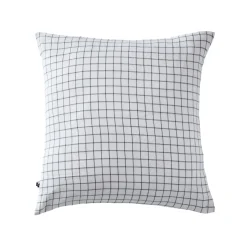 Taie d'oreiller à carreaux double gaze de coton blanc