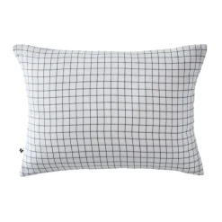 Taie d'oreiller à carreaux double gaze de coton blanc