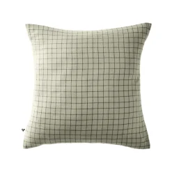 Taie d'oreiller à carreaux double gaze de coton vert d'eau