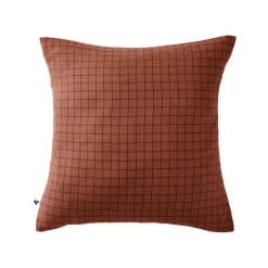 Taie d'oreiller à carreaux double gaze de coton orange