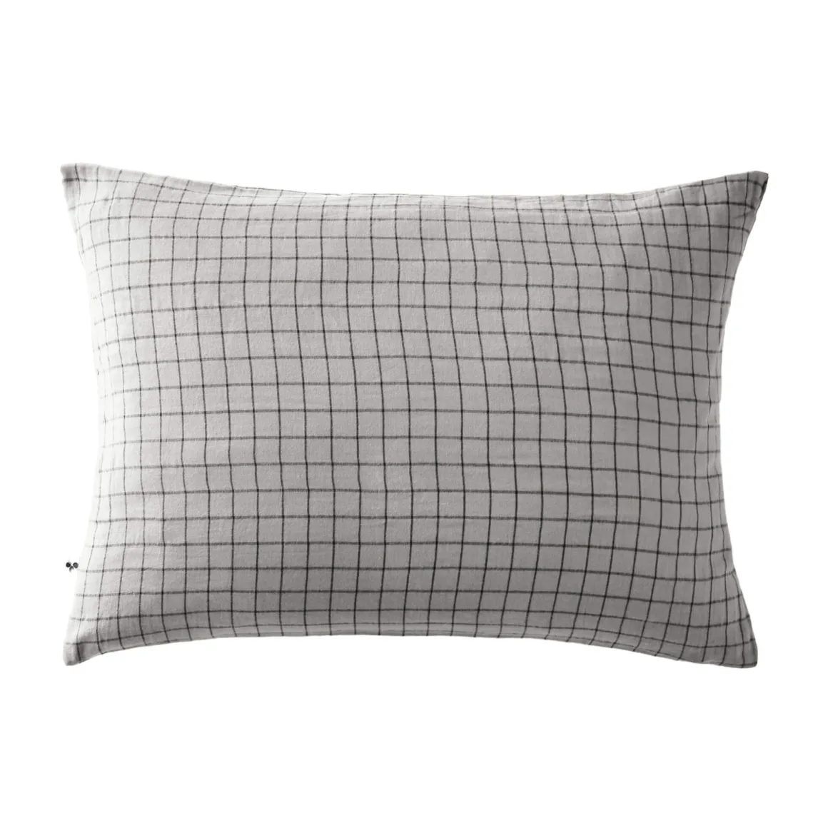 Taie d'oreiller à carreaux double gaze de coton gris