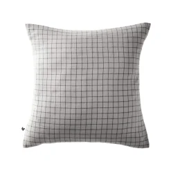 Taie d'oreiller à carreaux double gaze de coton gris