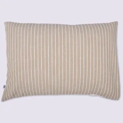 Taie d'oreiller coton rayure beige Terre de Nuit Dune