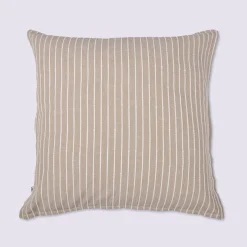 Taie d'oreiller coton rayure beige Terre de Nuit Dune