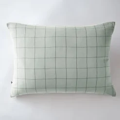 Taie d'oreiller double gaze de coton grands carreaux Terre de Nuit