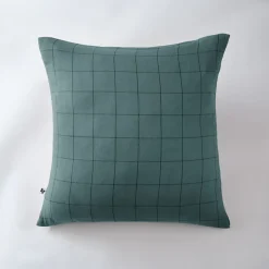 Taie d'oreiller double gaze de coton grands carreaux Terre de Nuit