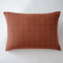 Taie d'oreiller double gaze de coton grands carreaux Terre de Nuit