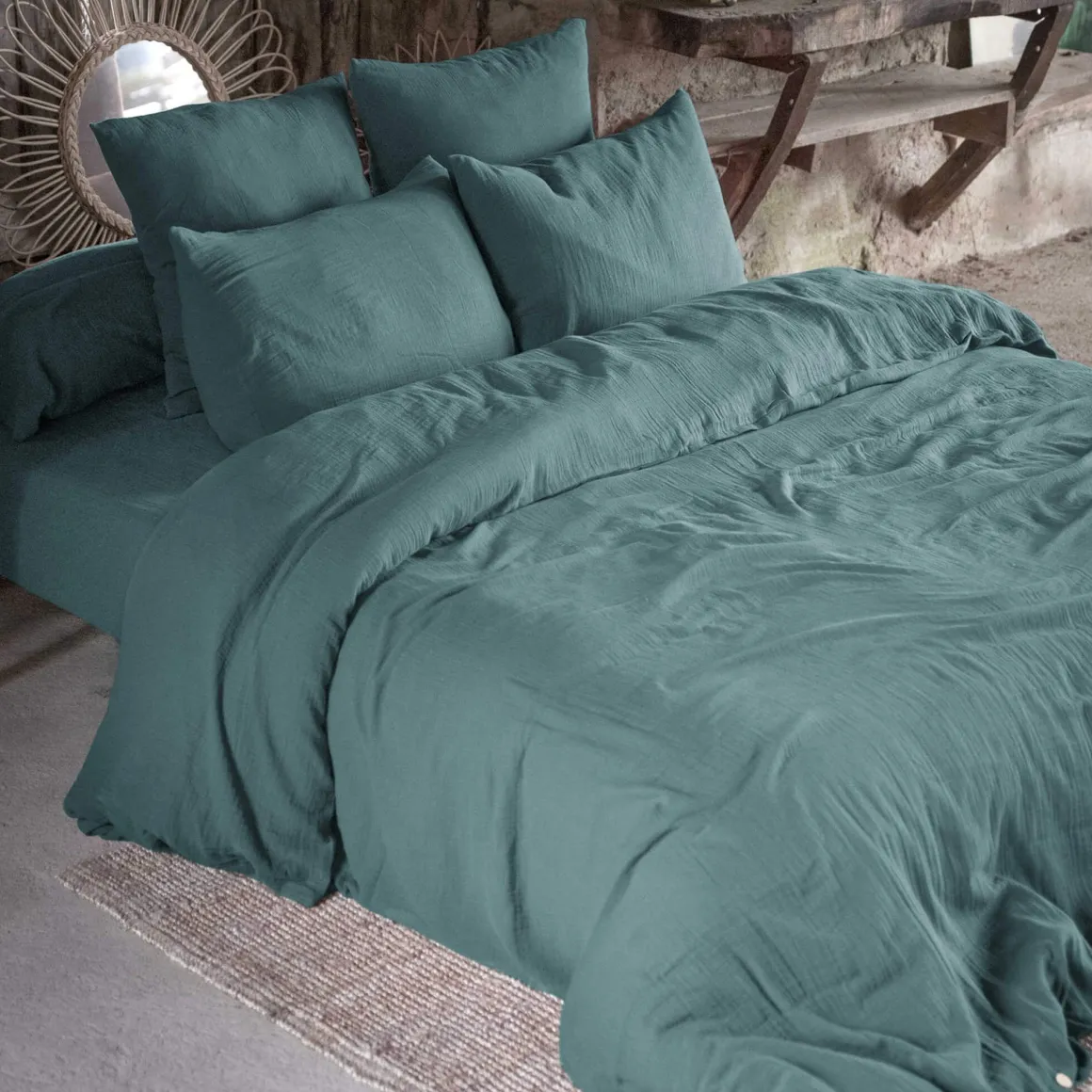 Taie d'oreiller double gaze de coton