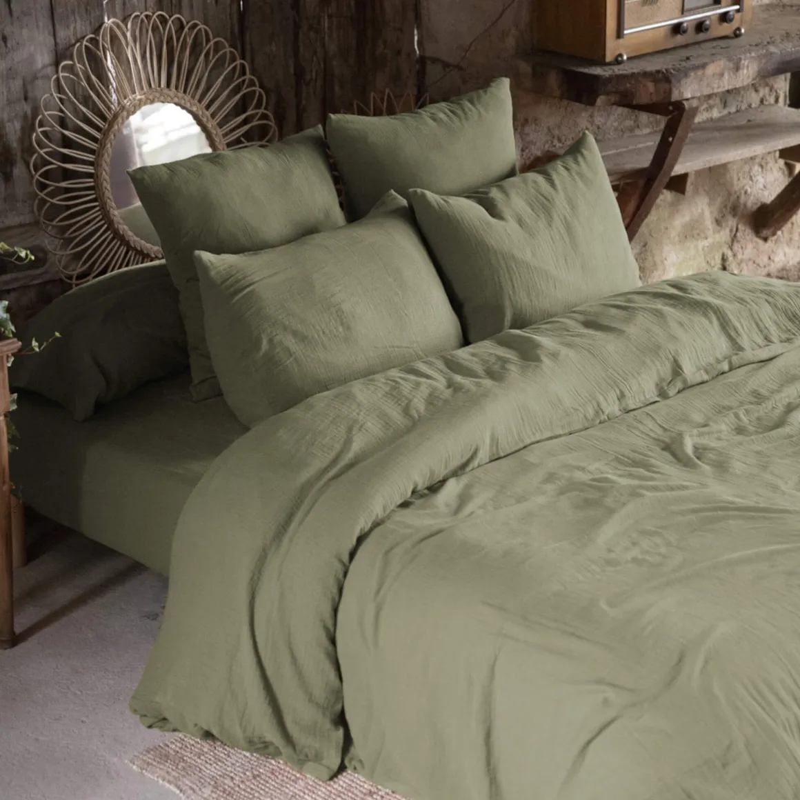 Taie d'oreiller double gaze de coton