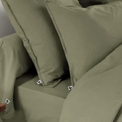 Taie d'oreiller flanelle kaki