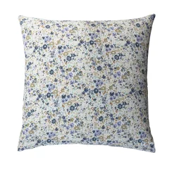 Taie d'oreiller gaze de coton à fleurs bleues Terre de Nuit