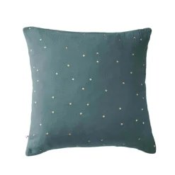 Taie d'oreiller à pois brodés double gaze de coton
