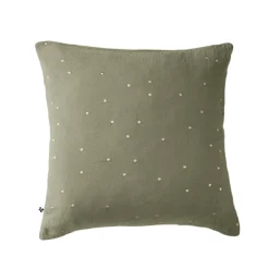 Taie d'oreiller à pois brodés double gaze de coton