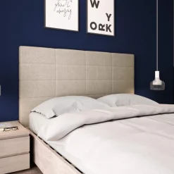 Tête de lit déco aspect quadrillé beige